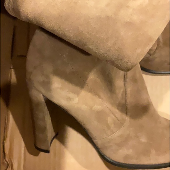 STUART WEITZMAN HIGHLAND CAMEL BROWN SUEDE OVER THE KNEE THIGH HIGH TIE BOOTS - Picture 10 of 12